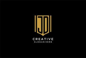 JD monogram logo with geometric shield icon design vector