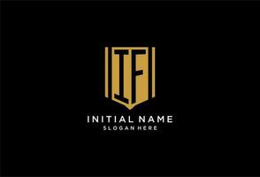 IF monogram logo with geometric shield icon design vector