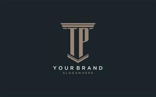 TP initial logo with pillar style, luxury law firm logo design ideas vector