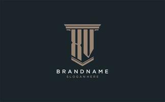 XV initial logo with pillar style, luxury law firm logo design ideas vector