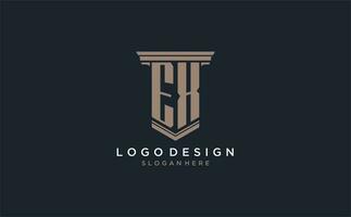 EX initial logo with pillar style, luxury law firm logo design ideas vector