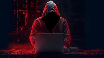 Anonymous hacker. Concept of dark web, cybercrime, cyberattack, etc. image photo