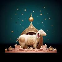 Jumma ramadan islamic pattern mandala with goat. Eid al Adha concept. photo