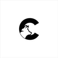 initial c with wolf logo design icon vector