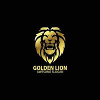 golden lion head logo design gradient color vector