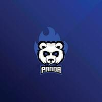 flame panda logo gaming esport design vector