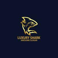 shark with luxury logo design line art vector