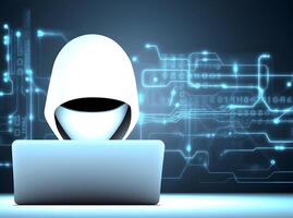 Anonymous cute hacker. Concept of hacking cybersecurity, cybercrime, cyberattack, etc. image photo