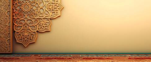 dorado jumma Ramadán islámico antecedentes con modelo mándala ai generado foto