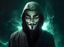 Anonymous hacker. Concept of hacking cybersecurity, cybercrime, cyberattack, etc. image photo