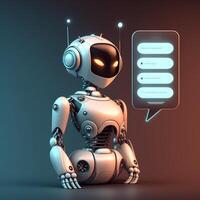Talking cute robot with artificial intelligence. Concept of chatbot. image photo