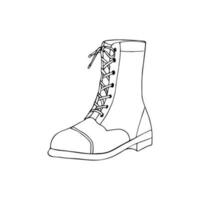 Hand drawn military style boot. Isolated vector illustration on white background