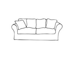 Hand-drawn sofa. Isolated vector illustration on white background