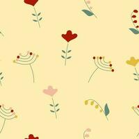 Flat simple flower seamless pattern, for background, wrapping paper, fabrics, textile vector