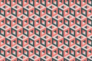 Grey and red optical illusion hexagonal geometric cubes. Retro style nostalgic background. vector