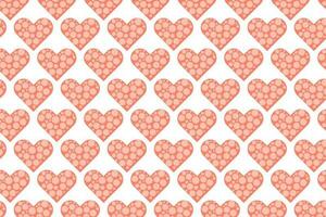 Pink dotted circle heart pattern. Speckled love nubes wallpaper for valentine. vector