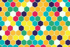 Colorful hexagon seamless pattern. Beehive or honeycomb structure vector background.