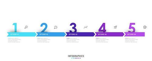 plantilla de diseño de etiquetas infográficas vectoriales con iconos y 5 opciones o pasos. se puede utilizar para diagramas de proceso, presentaciones, diseño de flujo de trabajo, banner, diagrama de flujo, gráfico de información. vector