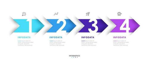 plantilla de diseño de etiquetas infográficas vectoriales con iconos y 4 opciones o pasos. se puede utilizar para diagramas de proceso, presentaciones, diseño de flujo de trabajo, banner, diagrama de flujo, gráfico de información. vector