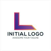 inicial l logo diseño degradado vistoso vector