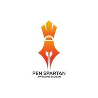 pen with spartan logo design gradient colorful vector