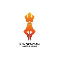 pen with spartan logo design gradient colorful vector