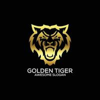 golden tiger logo design gradient line art vector