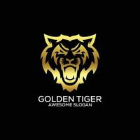 golden tiger logo design gradient line art vector