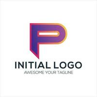 initial p logo design gradient colorful vector