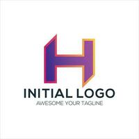 inicial h logo diseño degradado vistoso vector