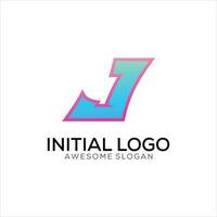 j inicial logo degradado vistoso diseño vector