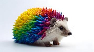 Cute rainbow colored hedgehog. photo