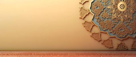 Golden jumma ramadan islamic background with pattern mandala. photo