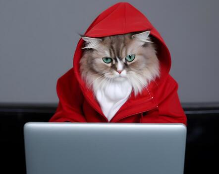 gato con sudadera. concepto de trabajo duro mascota. ai generado imagen foto