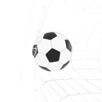 3D Rendering Soccer Ball Going Into Net Goal Front View png