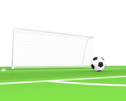 3d Renderização futebol objetivo campo com futebol bola lado da frente Visão png