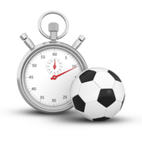 3D Rendering Soccer Ball And Silver Stopwatch png