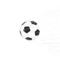 3d representación fútbol pelota yendo dentro red objetivo lado ver png