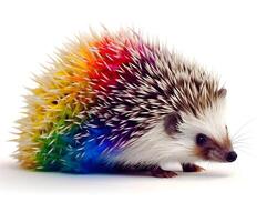 Cute rainbow colored hedgehog. photo