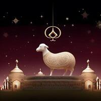 Jumma ramadan islamic pattern mandala with sheep. Eid al Adha concept. photo