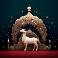 Jumma ramadan islamic pattern mandala with goat. Eid al Adha concept. photo