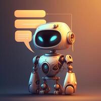 Talking cute robot with artificial intelligence. Concept of chatbot. image photo