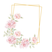 Pink Rose Watercolor Flower Frame png