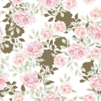 Pink Watercolor Flower Rose Seamless Pattern png