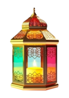 goud lantaarn element voor Islamitisch viering decoratie. generatief ai png
