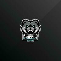 grizzly angry logo gaming esport design vector