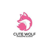 cute wolf logo design colorful vector