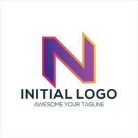 initial n logo design gradient colorful vector