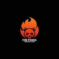 panda with fire logo design gradient color vector