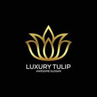 luxury tulip logo design line art vector